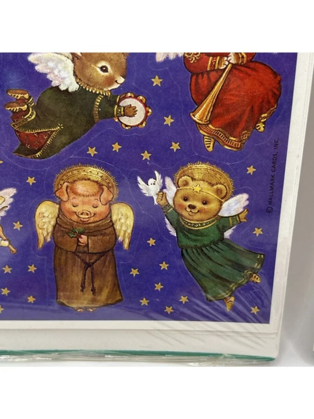 Vintage Set of 9 Sheets Hallmark Adorable Animal Angels Minstrels Stickers NIP
